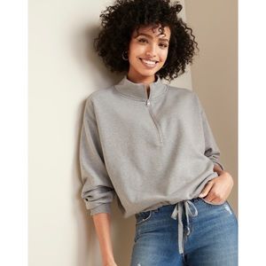 French Terry Cinched Hem 1/2 ZIP Sweater